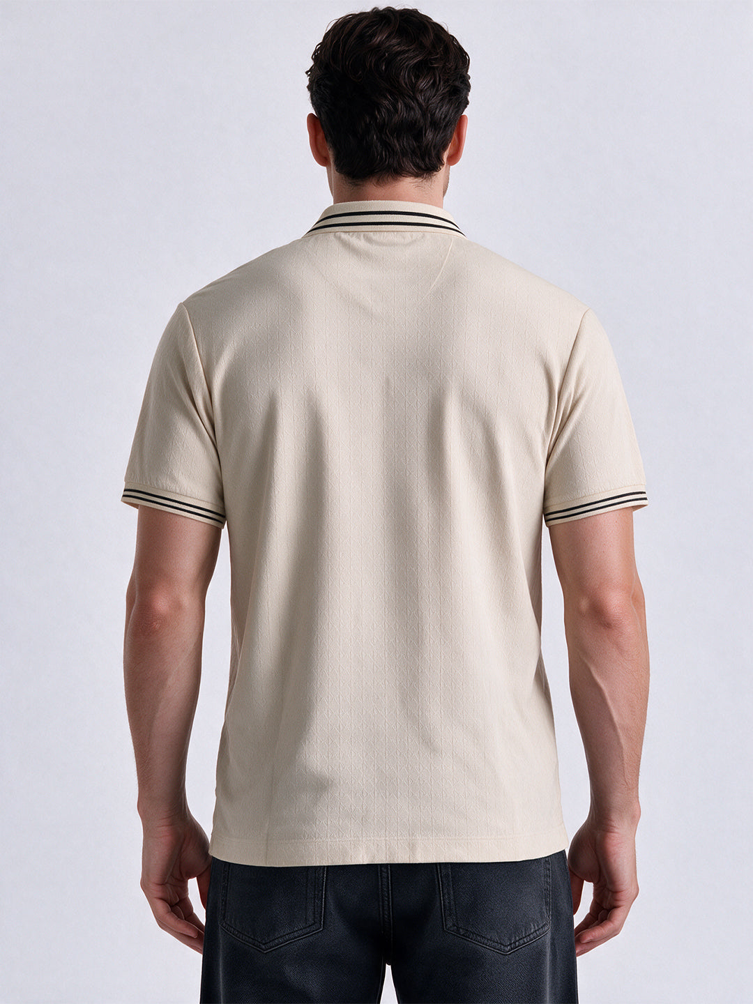 Men's Cotton Blend Solid Polo Collar Regular Fit T-Shirt