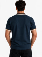 Solid Regular Fit Half Sleeve Zipper Collar T-Shirt