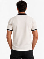 Solid Regular Fit Half Sleeve Zipper Collar T-Shirt