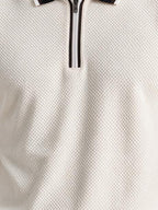 Solid Regular Fit Half Sleeve Zipper Collar T-Shirt