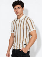 Men's Striped Polo Collar Regular Fit T-Shirt