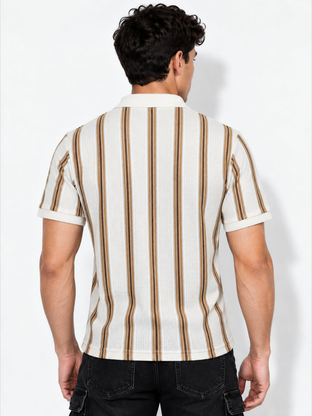 Men's Striped Polo Collar Regular Fit T-Shirt