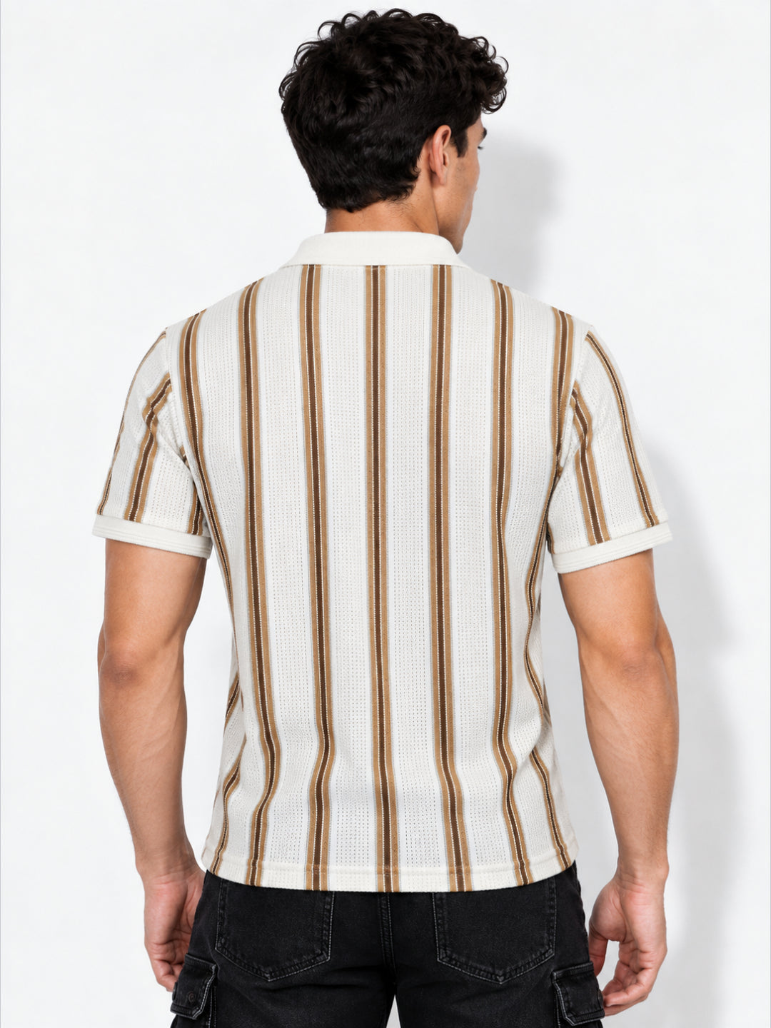 Men's Striped Polo Collar Regular Fit T-Shirt