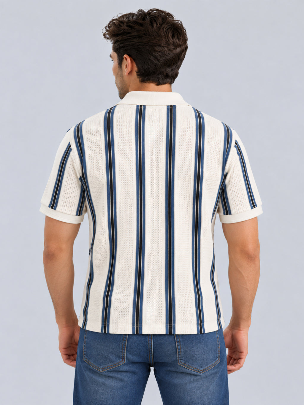 Slate Grey Vertical Stripe Polo