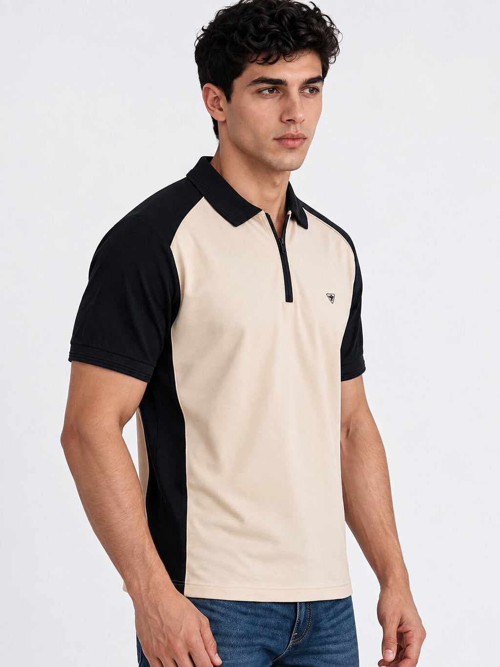 Men's Colourblocked Cotton Polo Collar Regular Fit T-Shirt