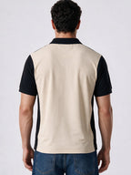 Men's Colourblocked Cotton Polo Collar Regular Fit T-Shirt