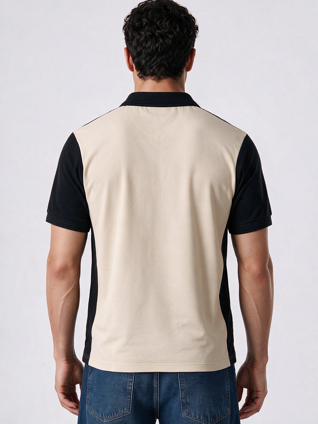 Men's Colourblocked Cotton Polo Collar Regular Fit T-Shirt