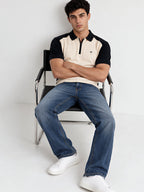 Men's Colourblocked Cotton Polo Collar Regular Fit T-Shirt