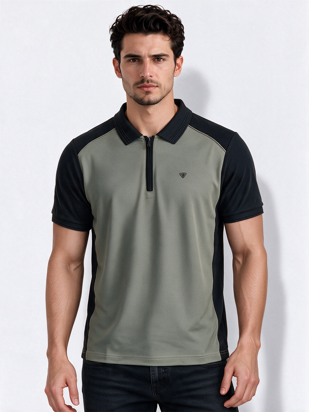 Men's Cotton Blend Cut & Sew Polo Collar Regular Fit T-Shirt