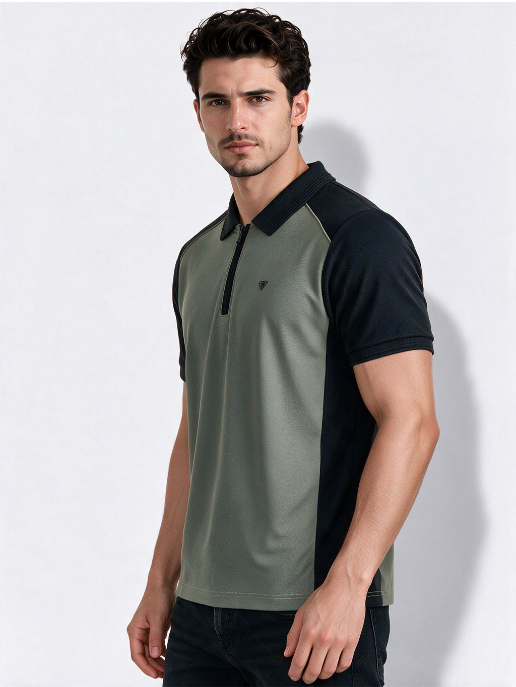 Men's Cotton Blend Cut & Sew Polo Collar Regular Fit T-Shirt
