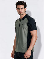 Men's Cotton Blend Cut & Sew Polo Collar Regular Fit T-Shirt
