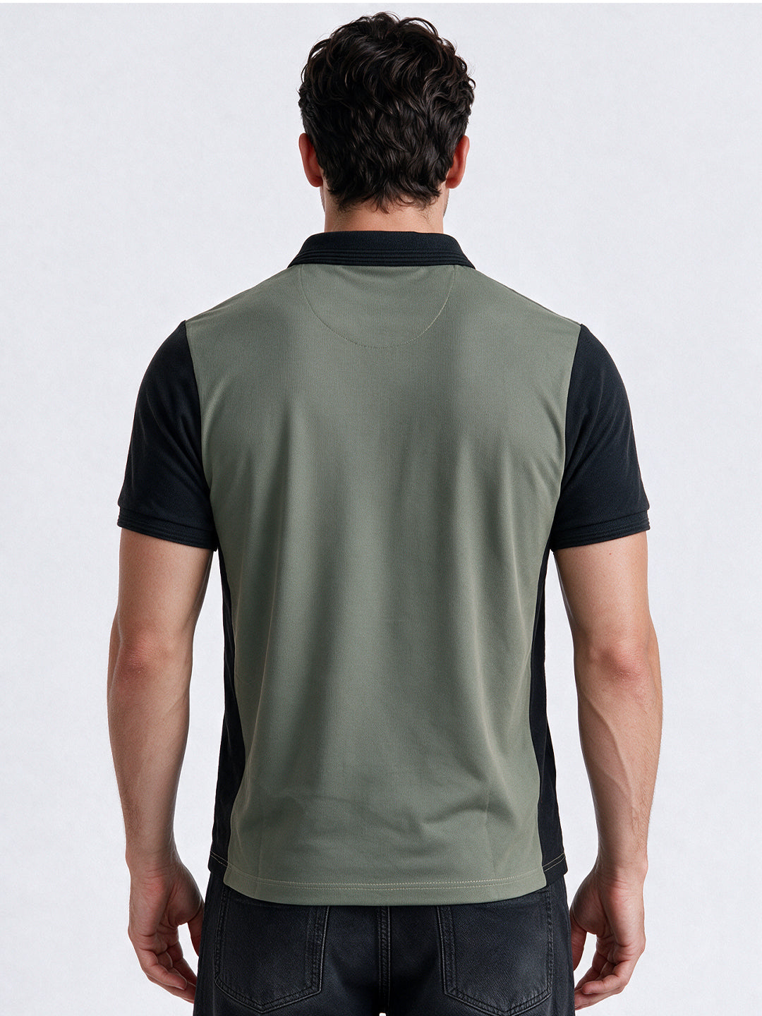 Men's Cotton Blend Cut & Sew Polo Collar Regular Fit T-Shirt