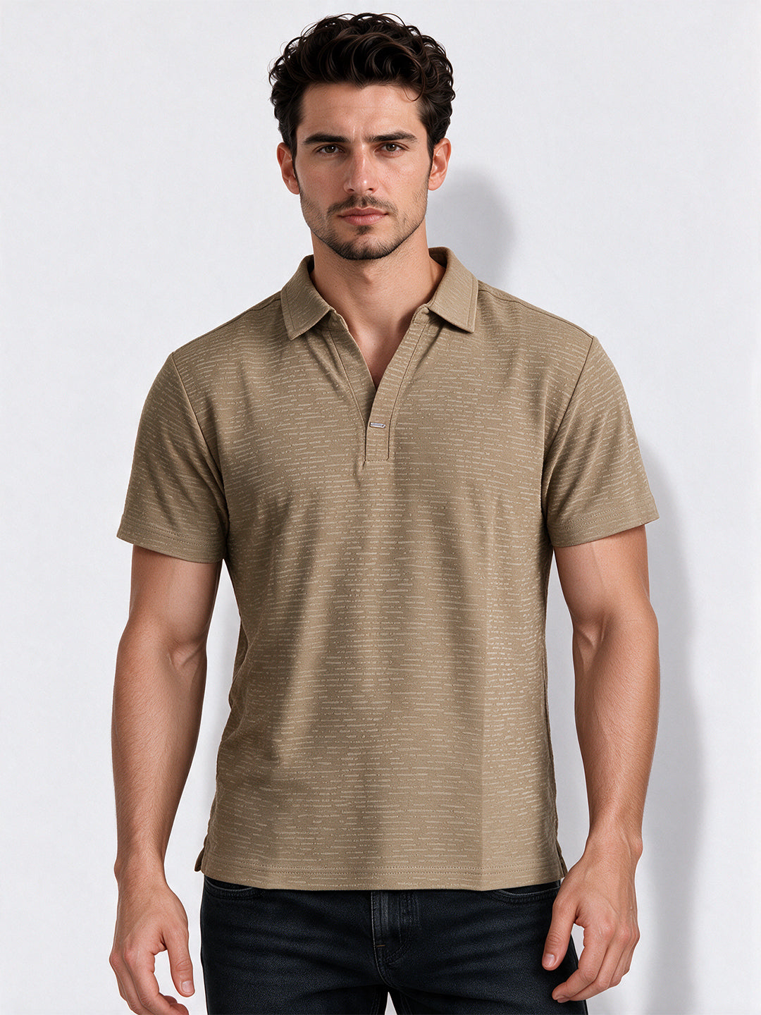 Men's Cotton Blend Solid Polo Collar Regular Fit T-Shirt