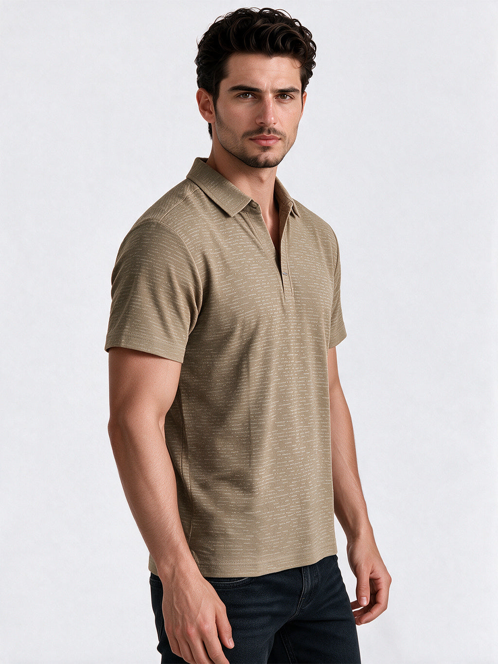 Men's Cotton Blend Solid Polo Collar Regular Fit T-Shirt