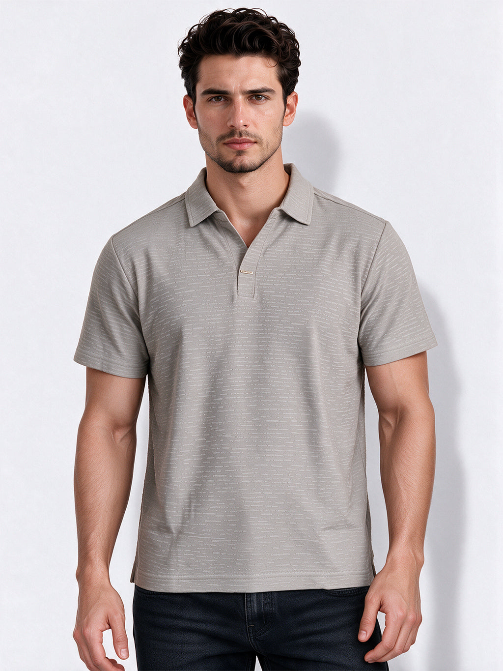 Men's Cotton Blend Solid Polo Collar Regular Fit T-Shirt
