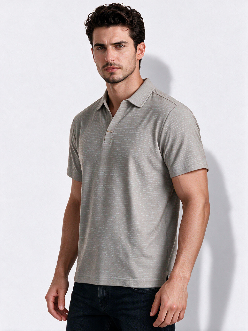 Men's Cotton Blend Solid Polo Collar Regular Fit T-Shirt