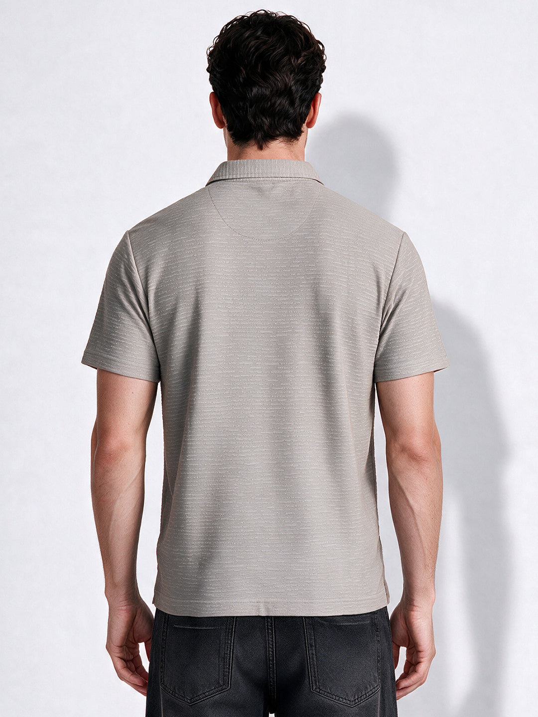 Men's Cotton Blend Solid Polo Collar Regular Fit T-Shirt