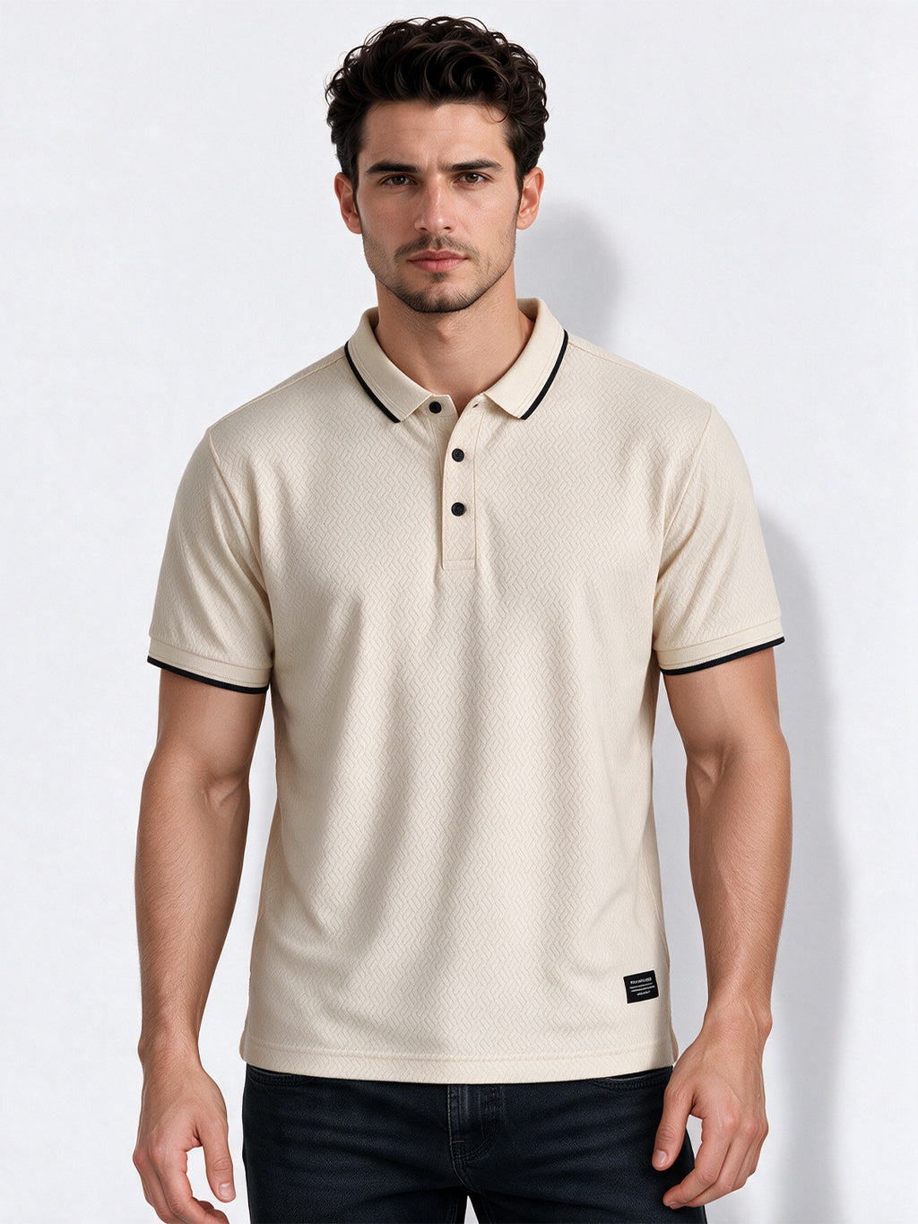 Men's Blend Jacquard Polo Collar Regular Fit T-Shirt