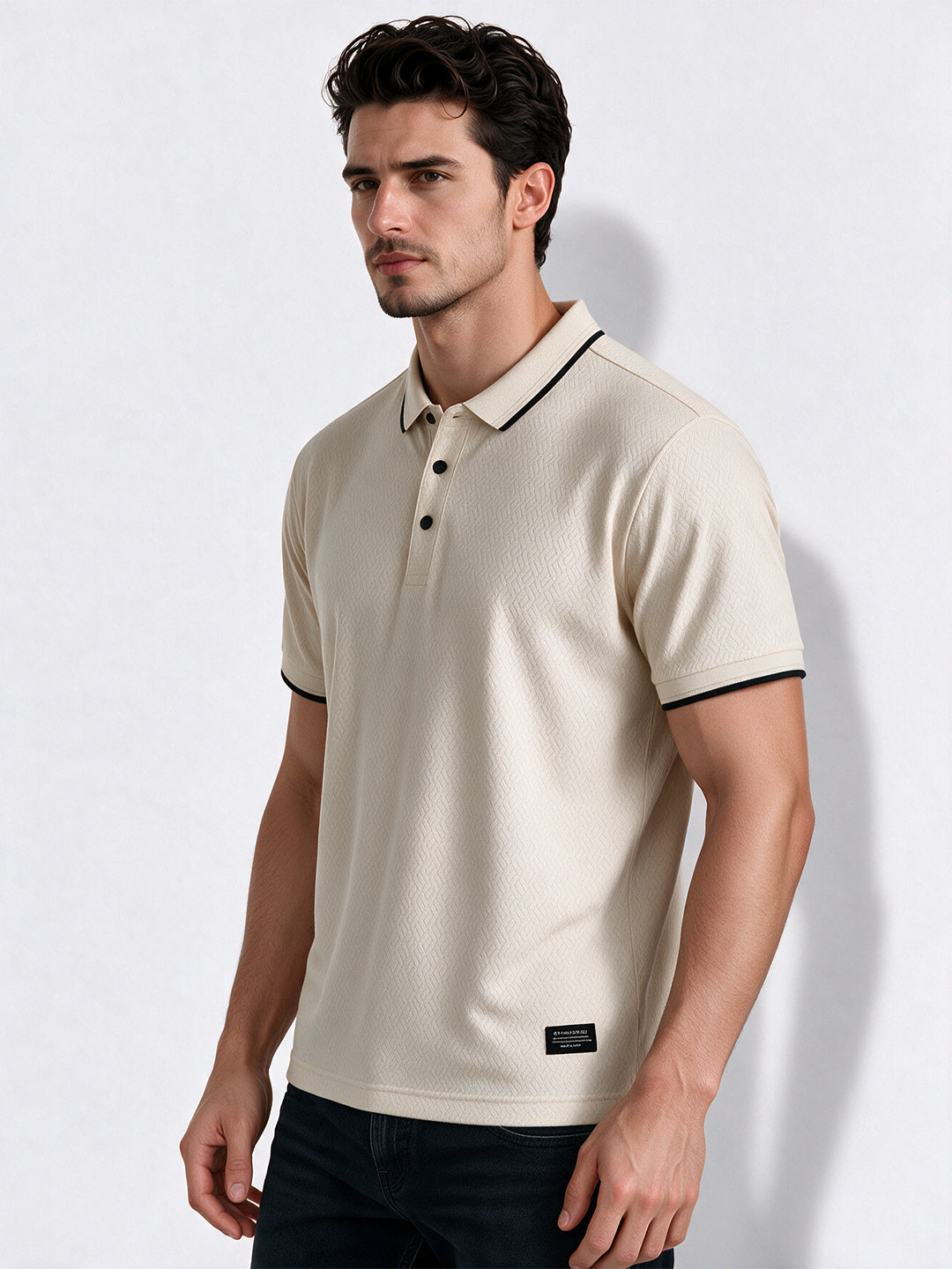 Men's Blend Jacquard Polo Collar Regular Fit T-Shirt