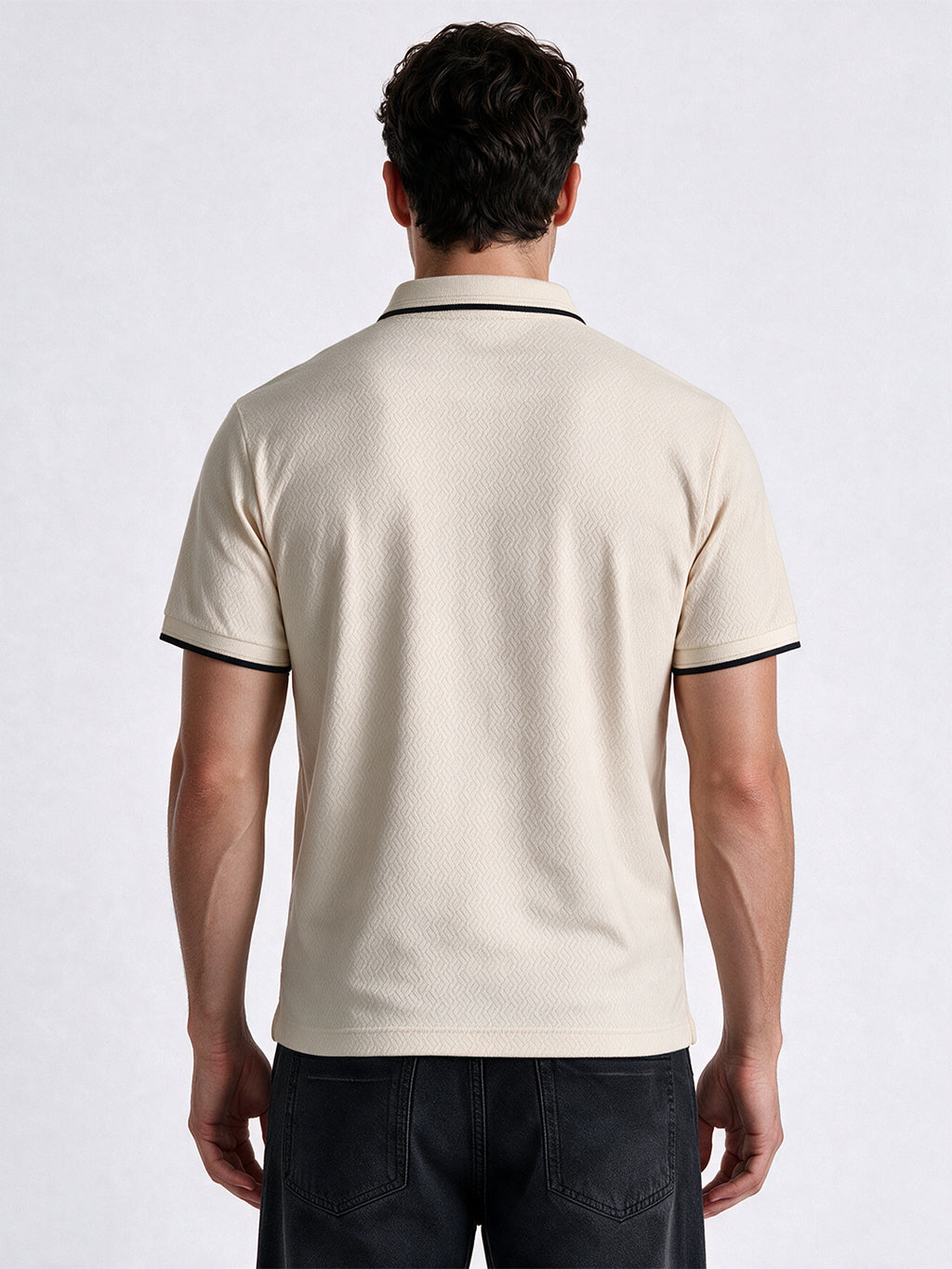 Men's Blend Jacquard Polo Collar Regular Fit T-Shirt