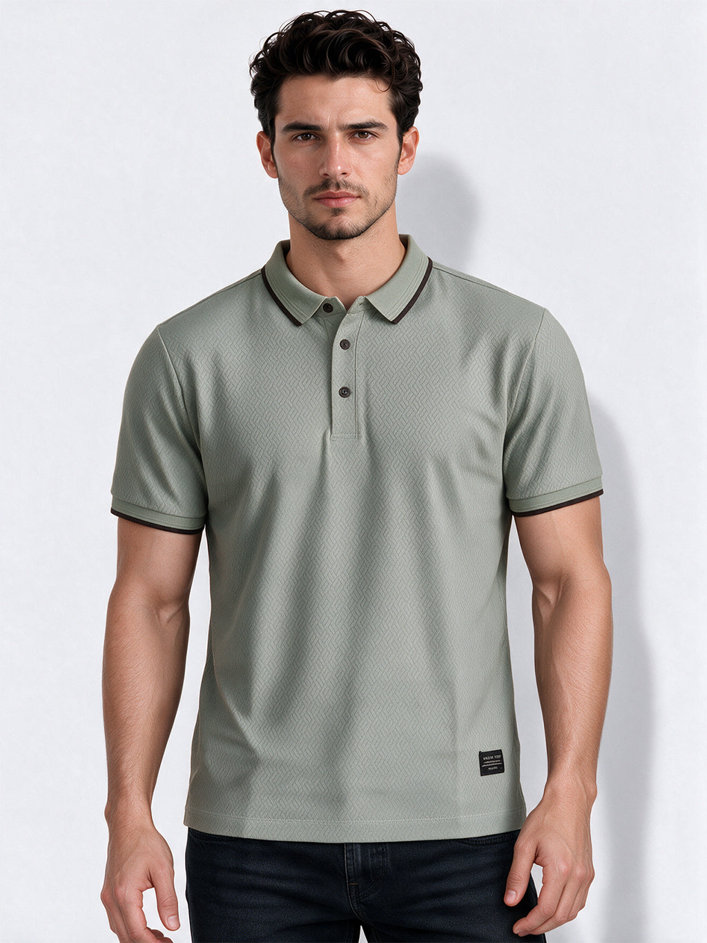 Men's Blend Jacquard Polo Collar Regular Fit T-Shirt
