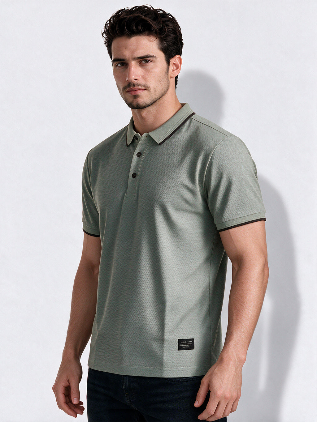 Men's Blend Jacquard Polo Collar Regular Fit T-Shirt