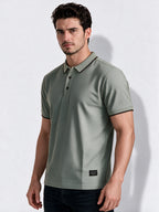 Men's Blend Jacquard Polo Collar Regular Fit T-Shirt