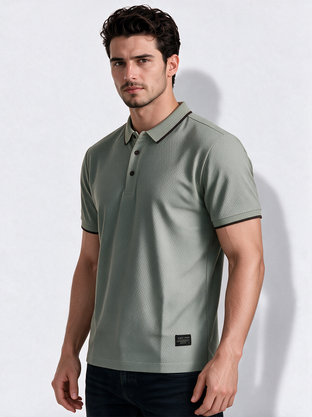 Men's Blend Jacquard Polo Collar Regular Fit T-Shirt