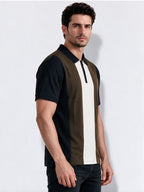 Men's Cotton Blend Cut & Sew Polo Collar Regular Fit T-Shirt