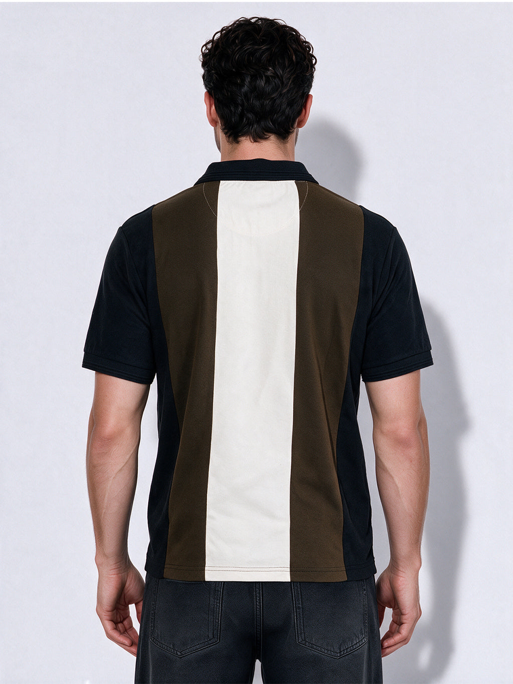 Men's Cotton Blend Cut & Sew Polo Collar Regular Fit T-Shirt