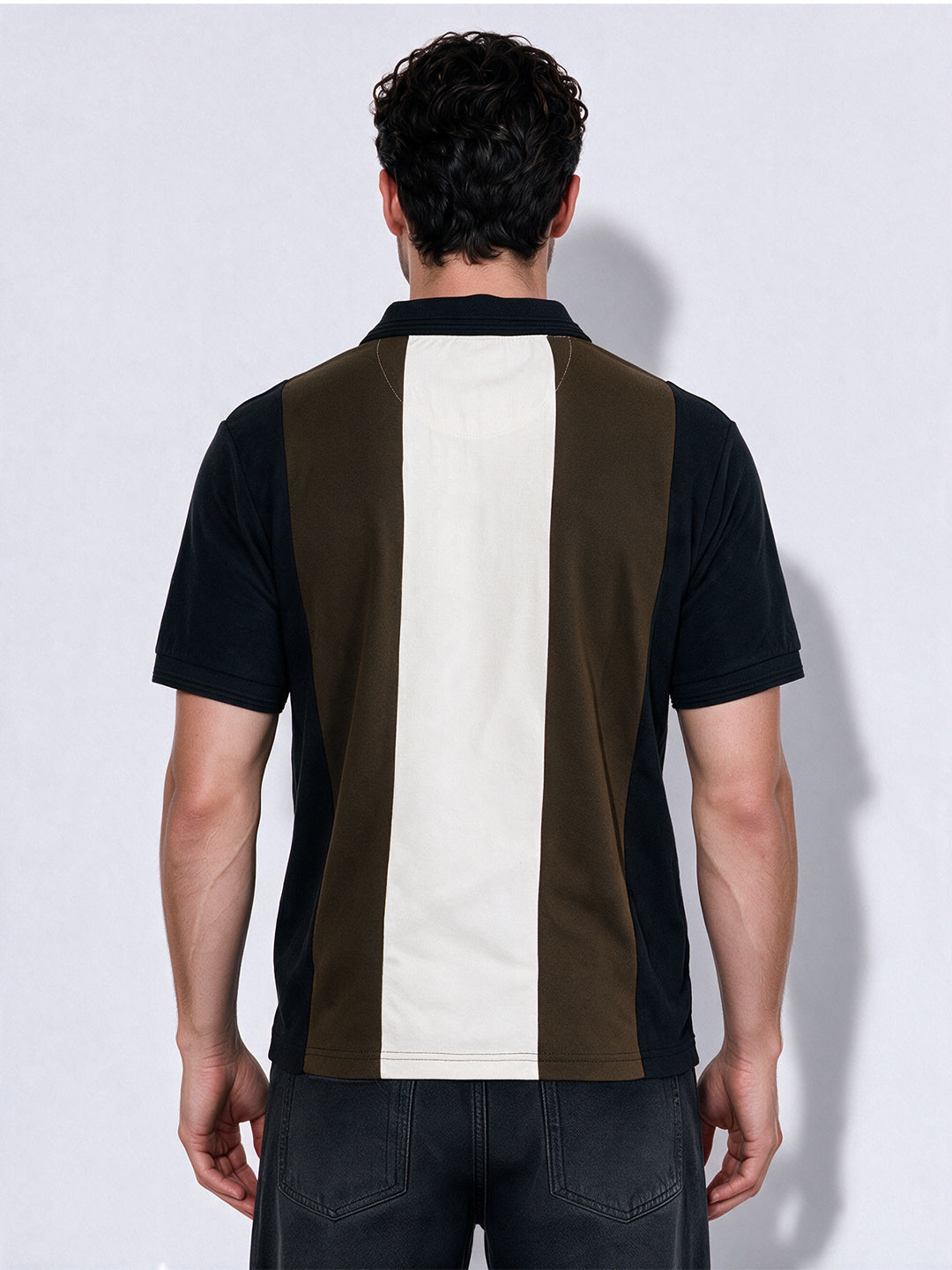 Men's Cotton Blend Cut & Sew Polo Collar Regular Fit T-Shirt