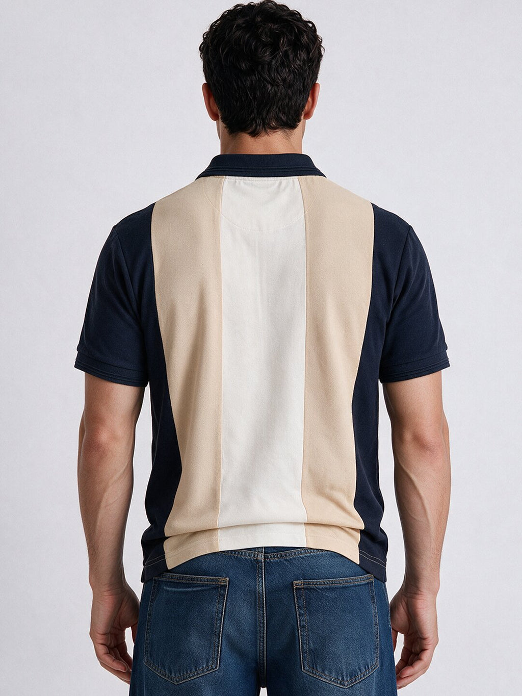 Men's Colourblocked Cotton Polo Collar Regular Fit T-Shirt