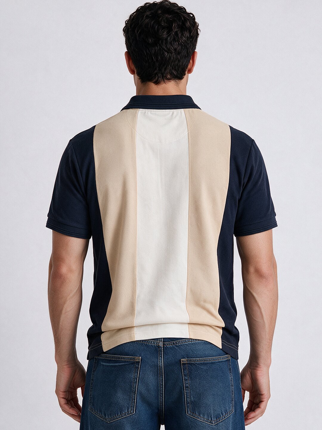 Men's Colourblocked Cotton Polo Collar Regular Fit T-Shirt