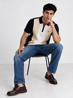 Men's Colourblocked Cotton Polo Collar Regular Fit T-Shirt