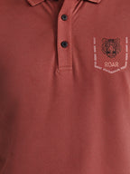 Men's Cotton Blend Tiger Printed Polo Collar Regular Fit T-Shirt