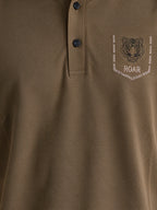 Men's Cotton Blend Tiger Printed Polo Collar Regular Fit T-Shirt