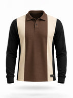 Black Color Block Knit Polo T-shirt