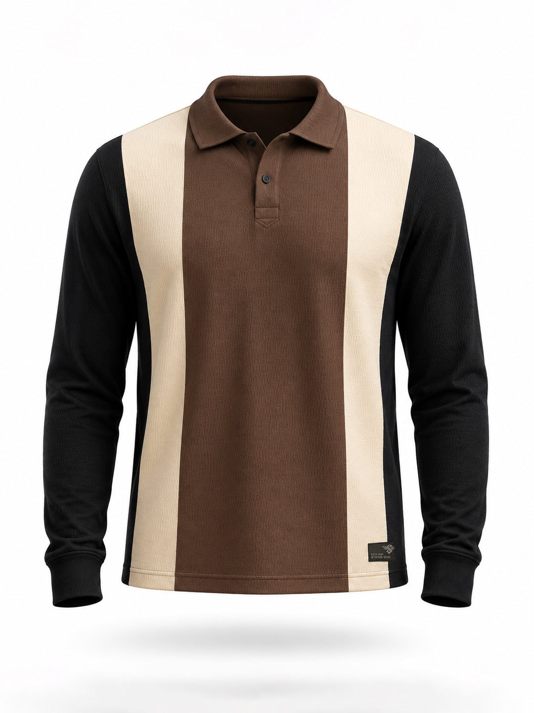 Black Color Block Knit Polo T-shirt