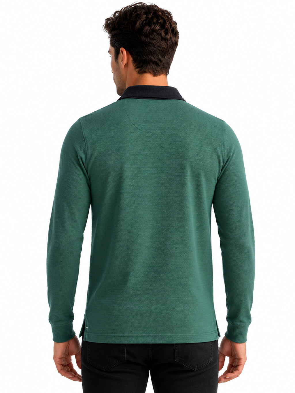 Bottle Green Color Block Knit Polo T-shirt