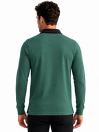 Bottle Green Color Block Knit Polo T-shirt