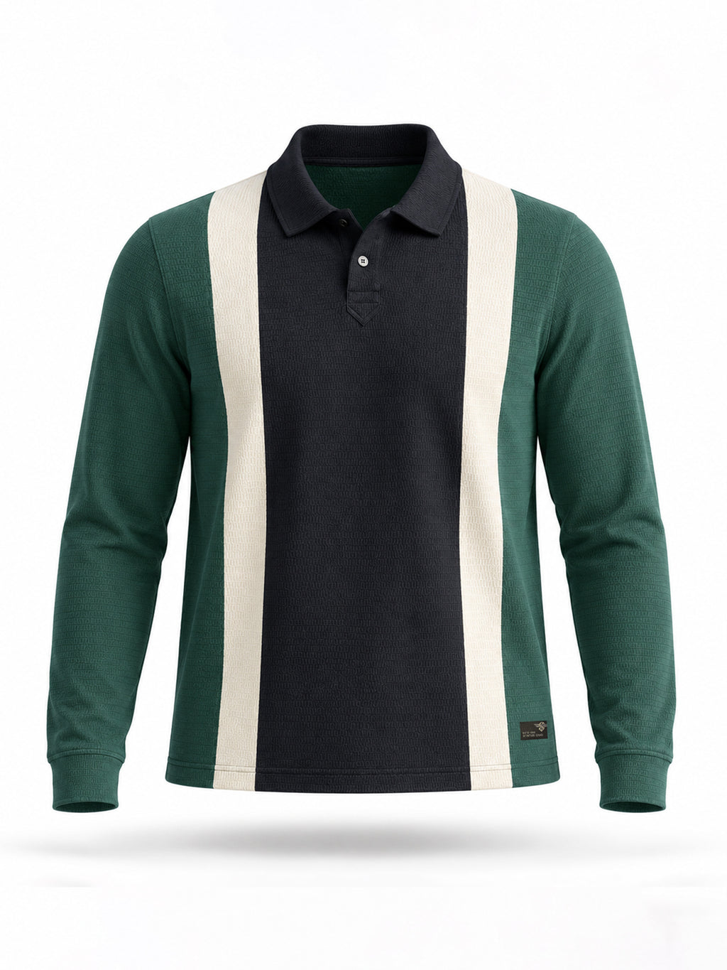 Bottle Green Color Block Knit Polo T-shirt