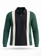 Bottle Green Color Block Knit Polo T-shirt