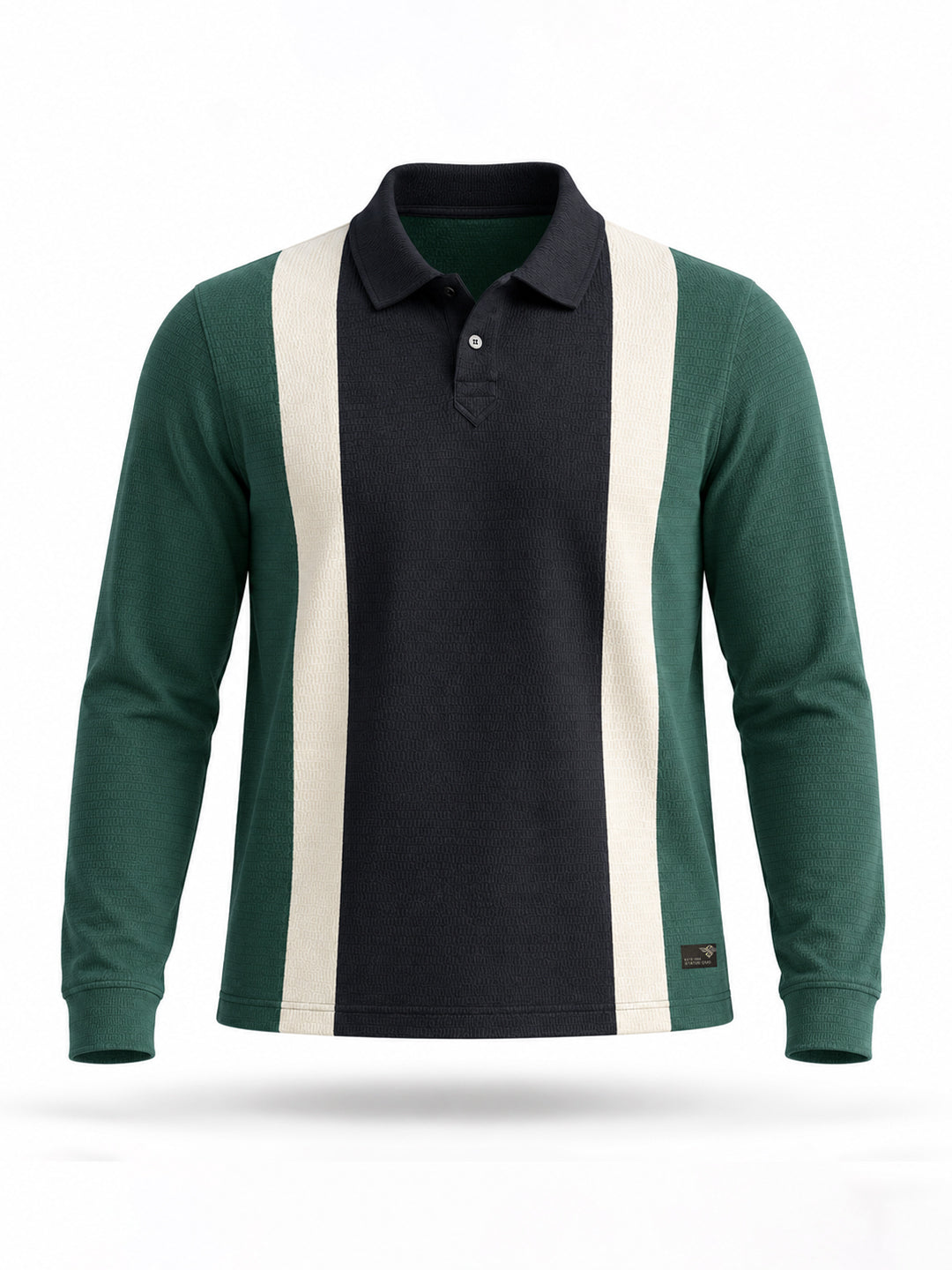Bottle Green Color Block Knit Polo T-shirt