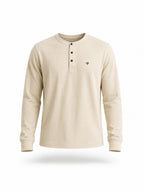 Solid Henley Neck Regular Fit Full Sleeve T-Shirt