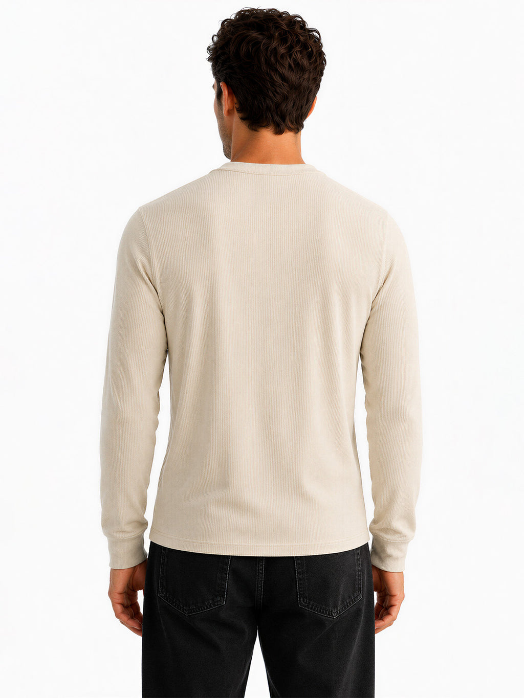 Solid Henley Neck Regular Fit Full Sleeve T-Shirt