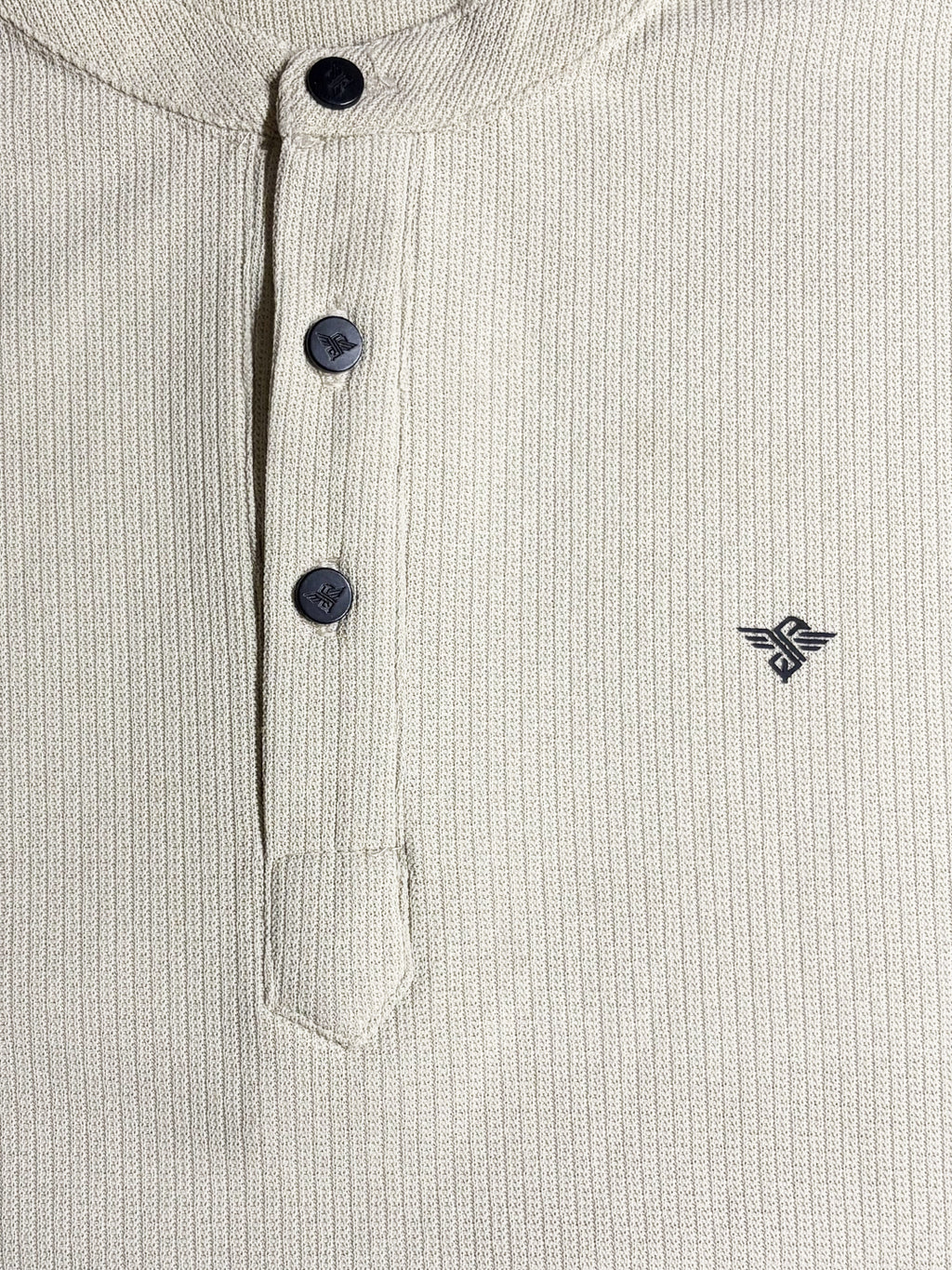 Solid Henley Neck Regular Fit Full Sleeve T-Shirt