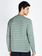 Mens Striped Henley Neck Full Sleeve T-Shirt