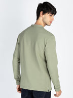 Mens Solid Henley Neck Full Sleeve T-Shirt