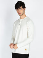 Men's Solid Henley Neck Full Sleeve T-Shirt