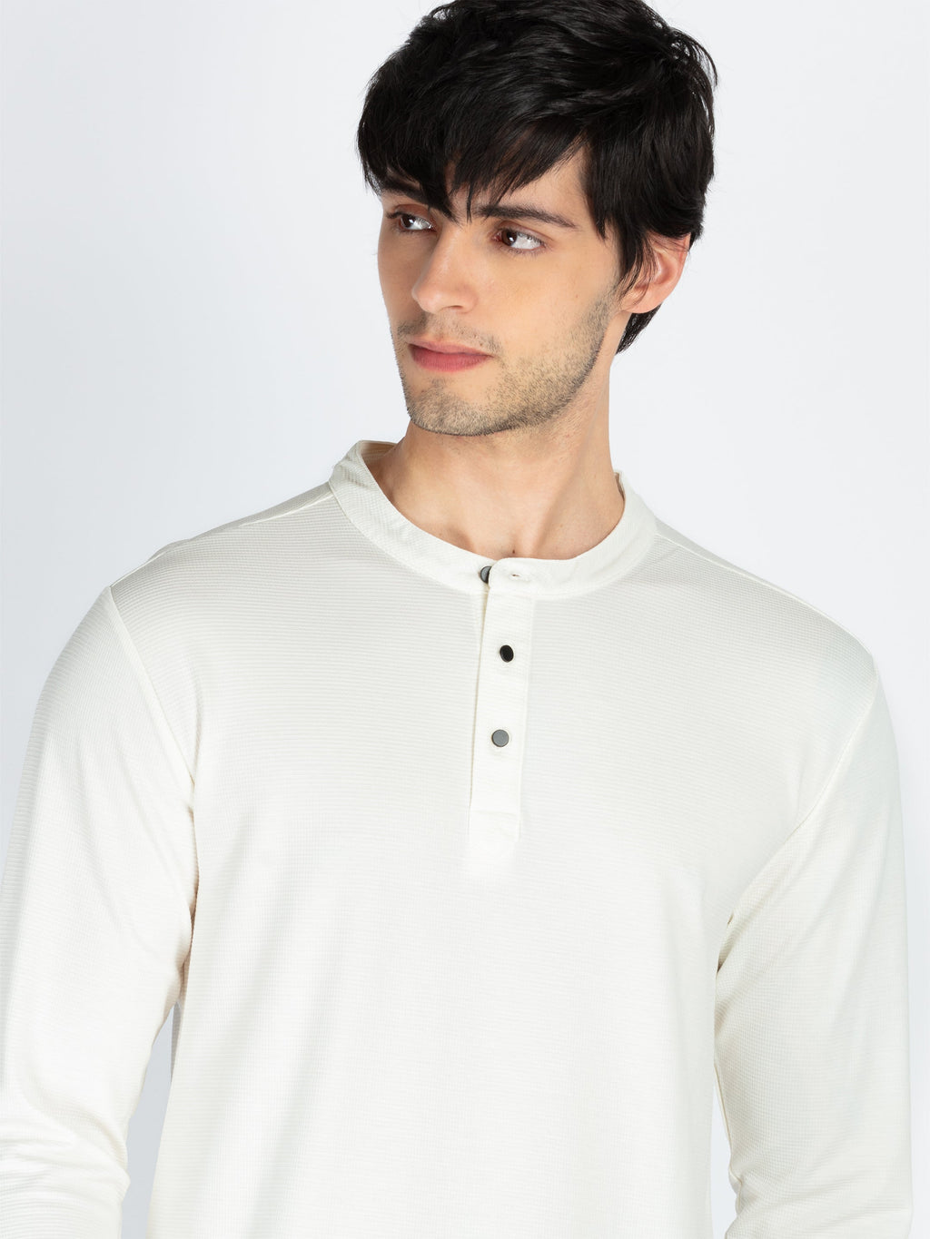 Men's Solid Henley Neck Full Sleeve T-Shirt